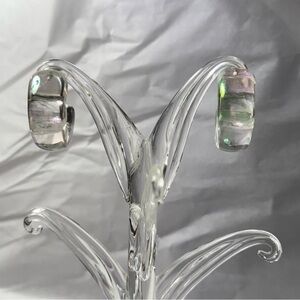 Y2K Style Clear Resin Rainbow Irridescent Lucite Chunky C-hoop Stud Earrings